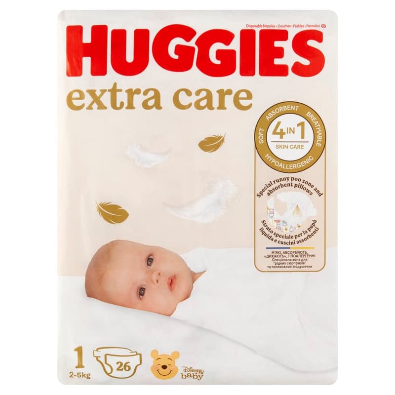 HUGGIES® Extra Care 1, 2-5 kg, nadrágpelenka