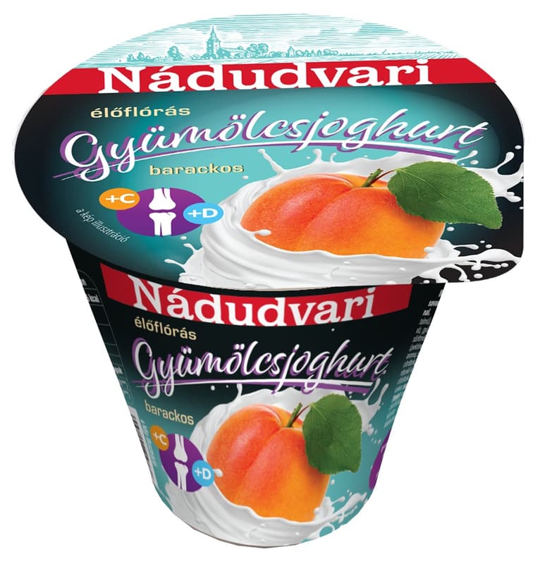 Nádudvari barackos gyümölcsjoghurt, C-, és D-vitaminnal
