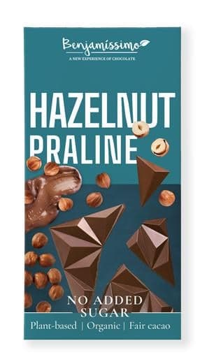 Benjamíssimo BIO Vegán hozzáadott cukor mentes csokoládé mogyorós pralinéval