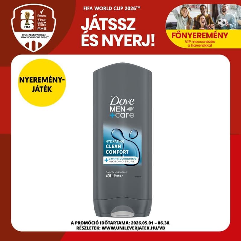 Dove Men+Care Clean Comfort férfi tusfürdő, 400 ml