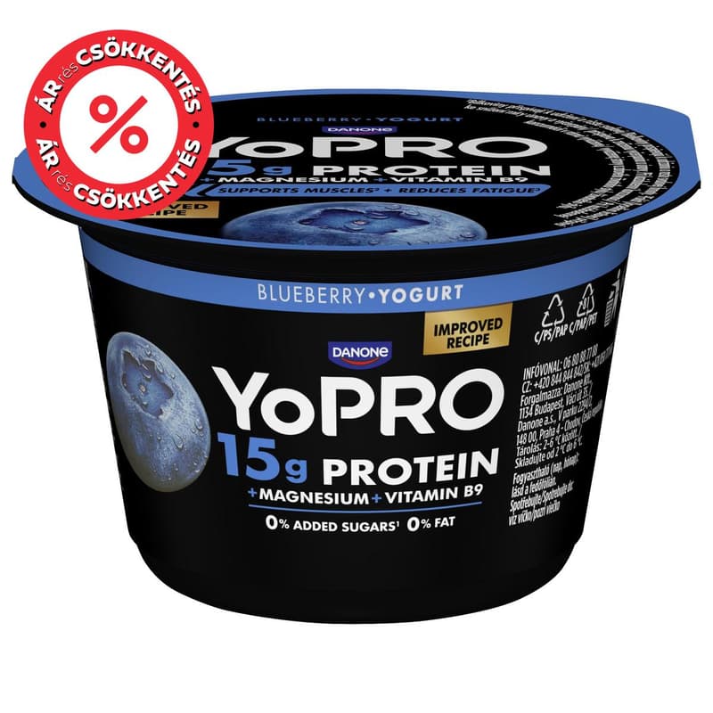 YoPRO Áfonyaízű sovány joghurt, magnéziummal és folsavval