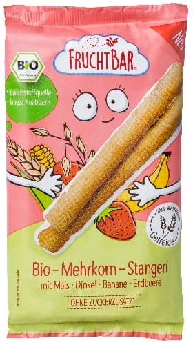 FruchtBar Bio extrudált multi grain rudak kukoricával, tönköly, eper, banán