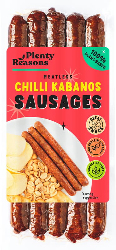 Plenty Reasons Meatless Vegán Chilis Cabanossi snack kolbász