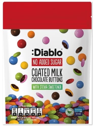 Diablo Coated Milk Chocolate Buttons (No added sugar)