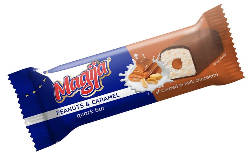 Magija túródesszert karamellel és földimogyoróval, tejcsokoládé bevonattal