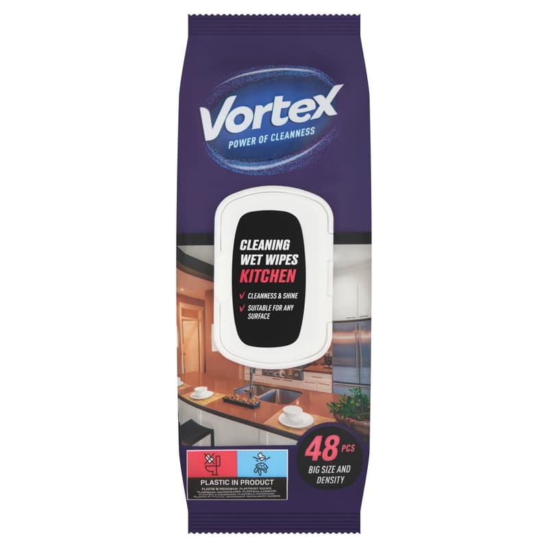 VORTEX Household Wet Wipes  for Kitchen, Flip top 48 pcs
