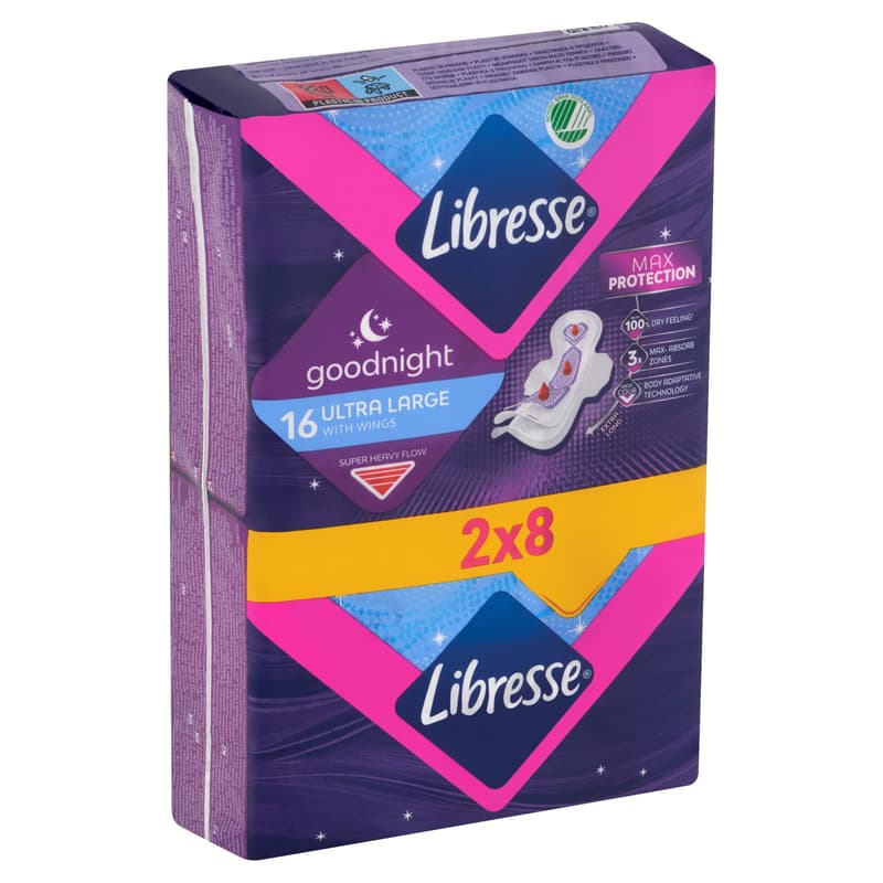 Libresse Ultra Large Goodnight szárnyas egészségügyi betét, éjszakai használatra