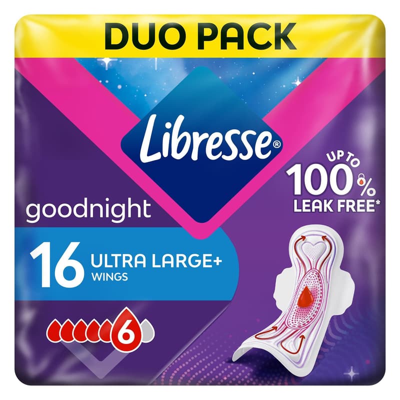 Libresse Ultra Large Goodnight szárnyas egészségügyi betét, éjszakai használatra