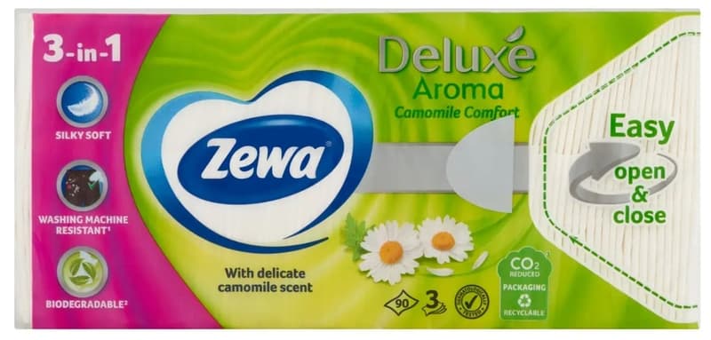 Zewa Deluxe Camomile Comfort illatosított papír zsebkendő 3 rétegű