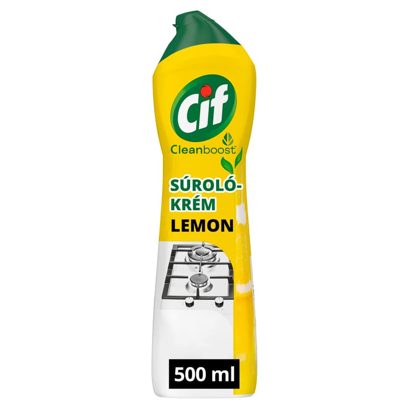 Cif Cleanboost Lemon súrolókrém mikrokristályokkal makacs szennyeződésekre, 500 ml