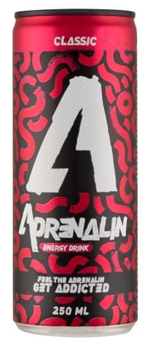 Adrenalin tutti-frutti ízű szénsavas energiaital hozzáadott koffeinnel és vitaminokkal