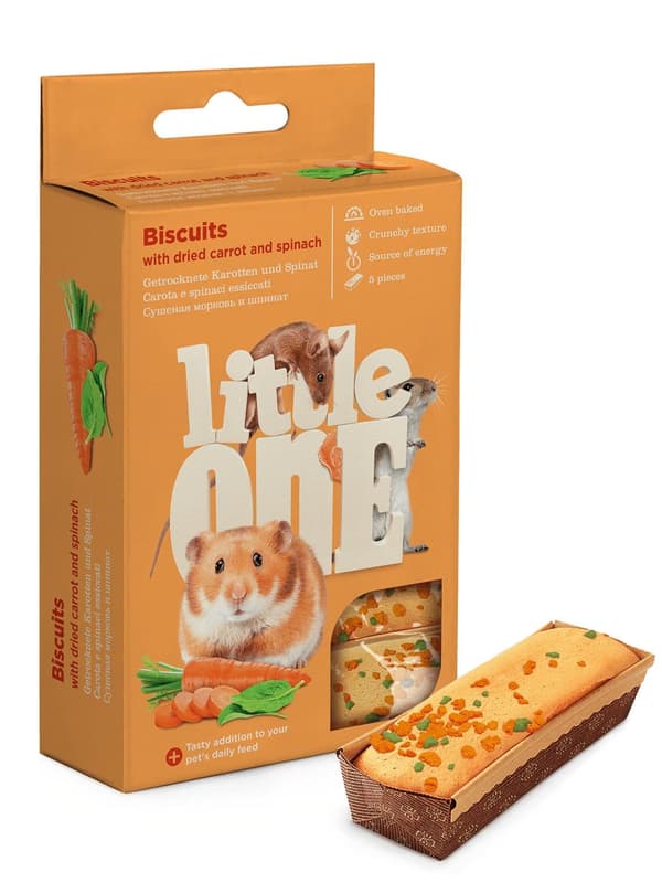 Little One Biscuits with dried carrot and spinach for small mammals 35 gr