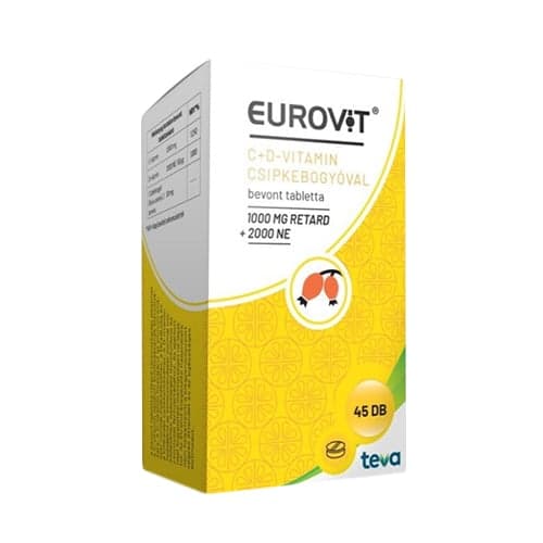 Eurovit C+D vitamin csipkebogyóval bevont tabletta 45 db