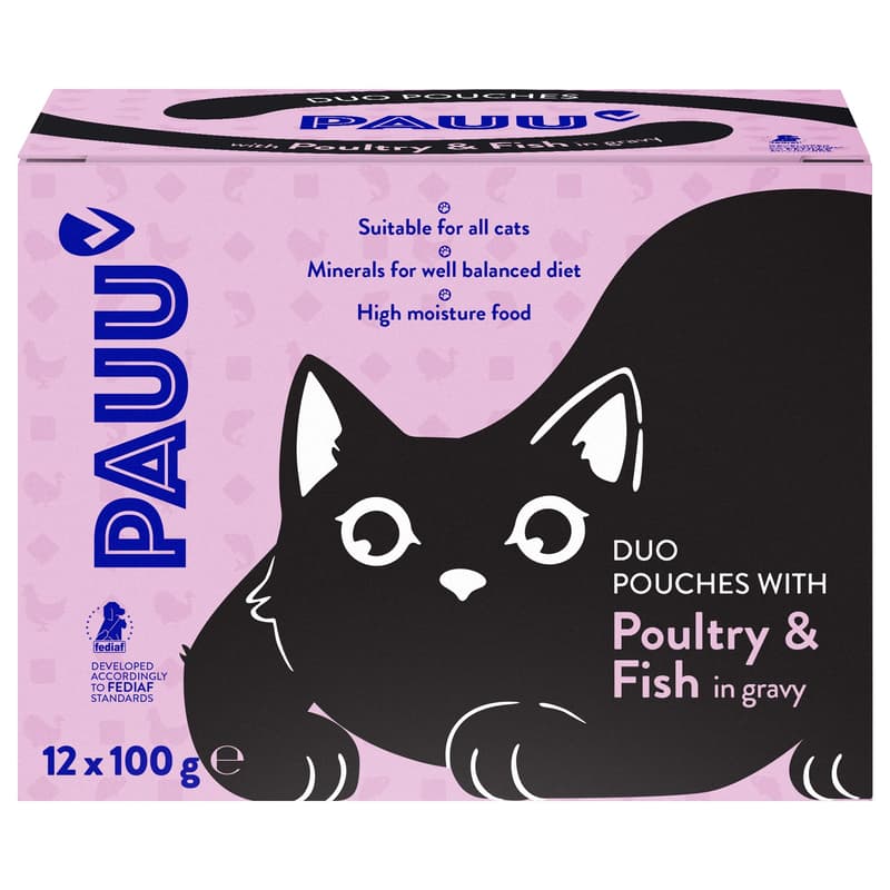 Pauu cat pouches with beef and poultry in sauce