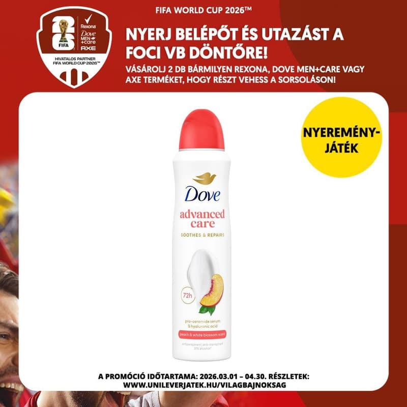 Dove Advanced Care Go Fresh Barack és Fehérvirág illatú női izzadásgátló dezodor, 150 ml
