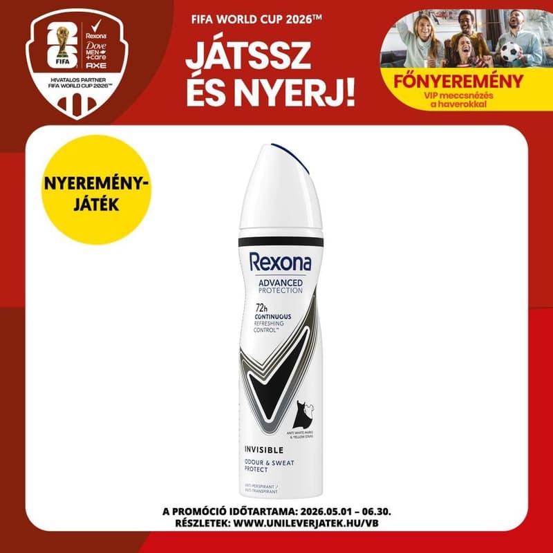 Rexona Advanced Protection Invisible Black&White női izzadásgátló dezodor, 150 ml