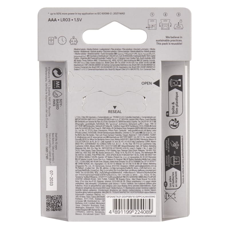 GP Super Alkaline Battery LR03 (AAA), 10 pcs
