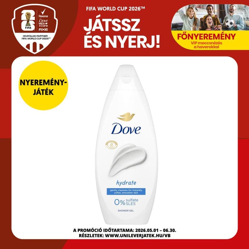 Dove Hydrate női krémtusfürdő, 250 ml