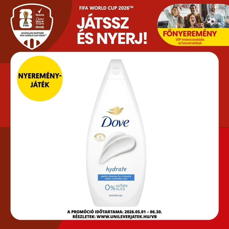Dove Hydrate női krémtusfürdő, 450 ml