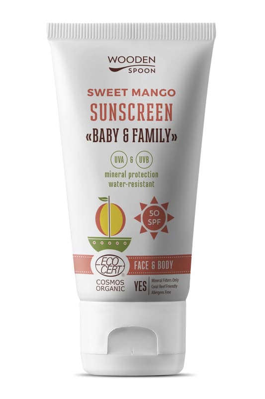 Wooden Spoon Bio naptej és testápoló mangóval SPF50