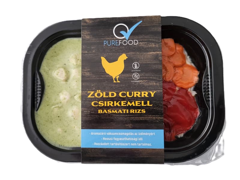 Purefood Zöld Curry csirkemell, basmati rizs