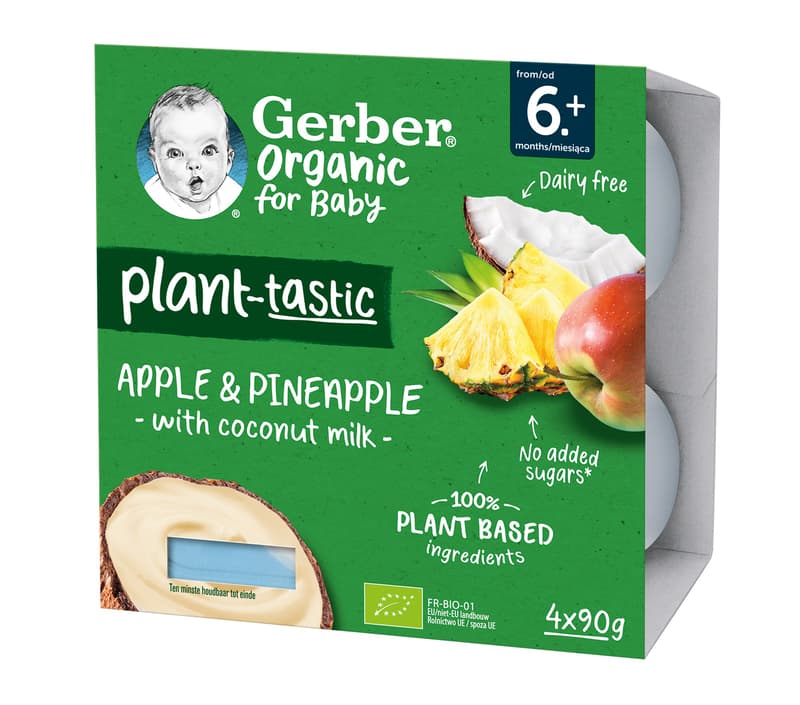 Gerber Bio kókusztej alapú alma-ananász babadesszert 4x90g