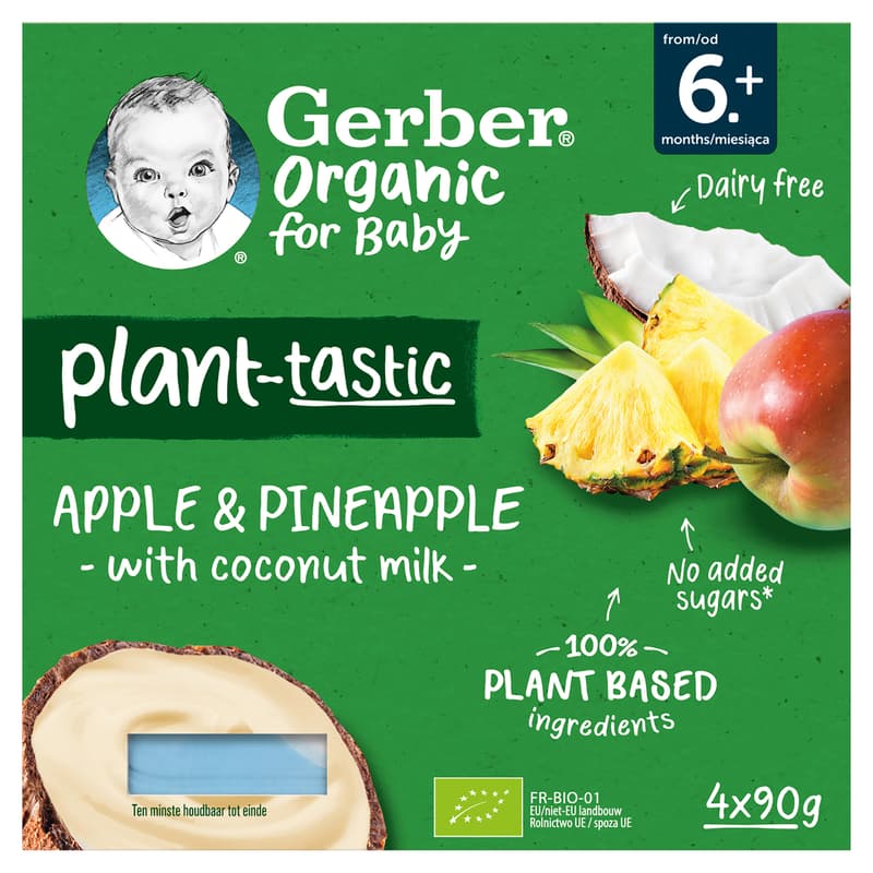 Gerber Bio kókusztej alapú alma-ananász babadesszert 4x90g
