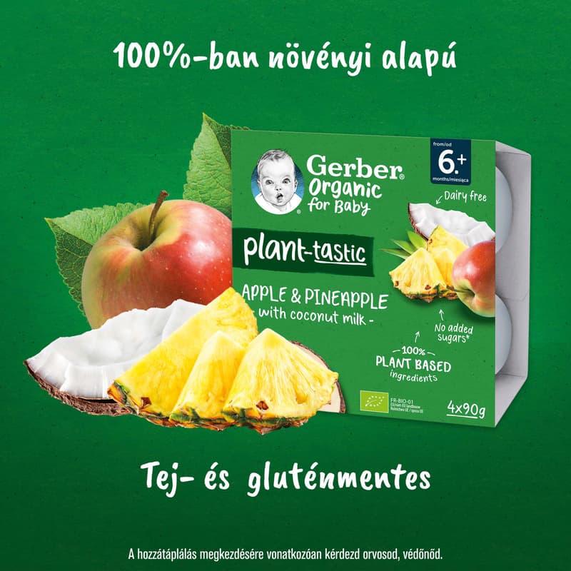 Gerber Bio kókusztej alapú alma-ananász babadesszert 4x90g