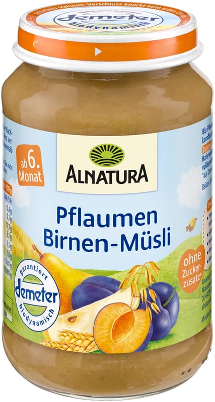 Alnatura BIO szilvás-körtés müzlis bébiétel 6 hónapos kortól