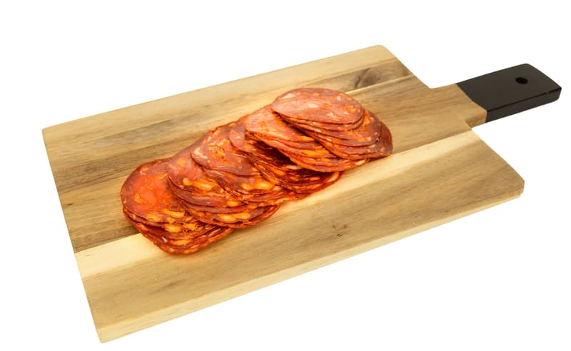 Kifli Delikátesz Chorizo ​​Picante slightly spicy, semi-dry, thick sausage made with dry-aged pork, sliced